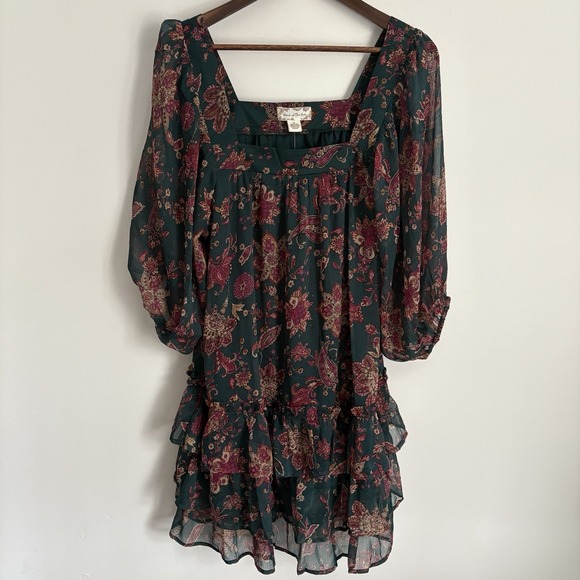 Band Of The Free Dresses & Skirts - NWT Band of the Free Womens Mandy Mini Dress Size M Green Paisley Sheer Tiered
